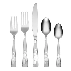 Quadratic 20 Piece Everyday Flatware Set, Service for 4, 18/0 Stainless Steel... - Picture 1 of 7