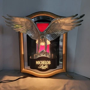 Vintage 1987 Michelob Light Beer Flying Eagle 3D Mirrored Bar Light Works - Picture 1 of 12