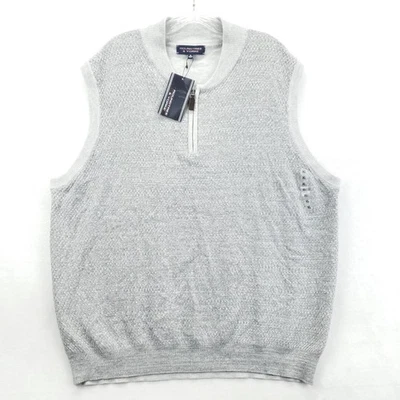 NEW Roundtree & Yorke Sweater Vest Mens XL Gray 1/4 Zip Mock Neck Cotton Blend - Image 1 of 4