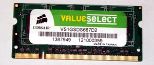 1 GB DDR2 RAM 200-pin SO-DIMM PC2-5300S Laptop-Memory 'Corsair VS1GSDS667D2' - Photo 1/2