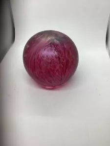 Heron Art Glass Pink Purple Swirl Paperweight Large - Picture 1 of 8