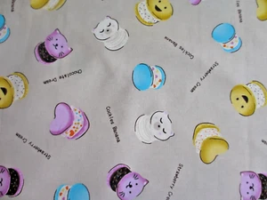 Cookies and Cats Japanese Cotton Fabric  32" by 44" - Picture 1 of 3