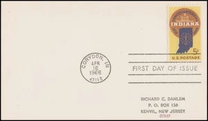 USA3 #1308 ADDR FIRST DAY CARD FDC Indiana Statehood - Picture 1 of 1