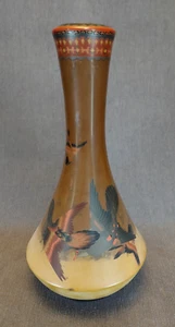 Antique Cloisonne Over Porcelain Vase, Brown tones with Birds - Picture 1 of 7