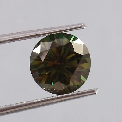 AAA Dark Green Moissanite Round Loose Gemstone Cut 2.85 Ct Lab Created Diamonds - Image 1 of 4