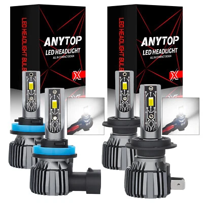 Combo H11 H7 LED Headlight Bulb Kit High Low Beam Super Bright 6500K Xenon White - Image 1 of 4