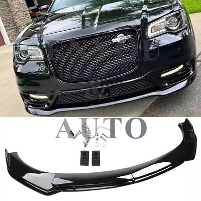 For Chrysler 300 2005-2020 Front Bumper Lip Splitter Spoiler Chin Kit Gloss Blk - Image 1 of 4