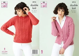 King Cole Pattern Sweater & Cardigan Knitted in Luxury Merino DK 5915 - Picture 1 of 3