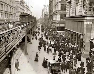 1903 SIXTH AVENUE New York City with Train and Pedestrians Picture Photo 8x10 - Picture 1 of 1