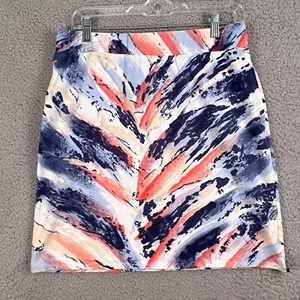 Krimson Klover Women's Watercolor A-Line Skirt Large Knit Stretch Tropical Beach - Picture 1 of 8