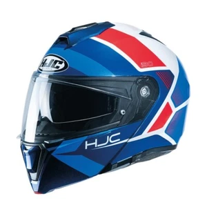 HJC I90 HOLLEN BLUE RED WHITE FLIP UP MODULAR MOTORCYCLE MOTORBIKE HELMET - Picture 1 of 3