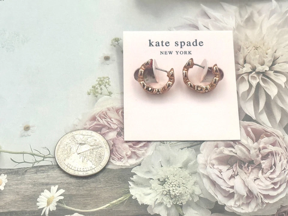 Kate Spade New York Rose Gold Gatsby Hoop Crystal Huggies Earrings - Image 1 of 3