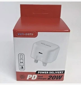 Job Lot Wholesale Ven Dens 20W PD Wall 3 Pin Plug Charger UK Adapter 100 Pieces - Picture 1 of 1
