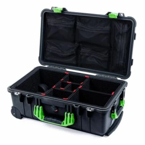 Black & Lime Green Pelican 1510 case with TrekPak dividers & mesh organizer. - Picture 1 of 3