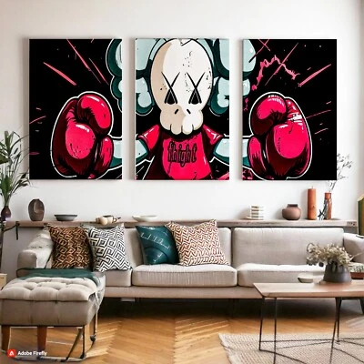 Impresiones artísticas urbanas Kaws - Boxeo rojo Hypebeast Streetwear decoración de pared - 3x- A4 Foto 1 de 4