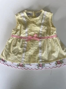 Mary Engelbreit Baby Yellow Dress w/ Embroidered Rose Details-24Months - Picture 1 of 10