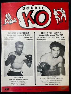1957 RUDY GARCIA, KID ANAHUAC, BOBBY BELL, JOSE COTERO Double KO Boxing Program - Image 1 of 4