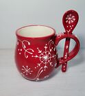 Cracker Barrel Large Coffee/Tea Mug Cup With Spoon Christmas ?I Love Snow Days?