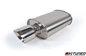 K-Tuned Offset Inlet &Center Outlet SHORT Universal Stainless Exhaust Muffler 3" - Picture 1 of 3
