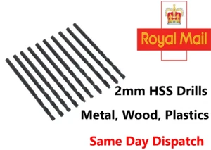 METAL HSS DRILLS 2MM PROFESSIONAL HIGH QUALITY JOBBER ROLLED DRILL BITS - Picture 1 of 1