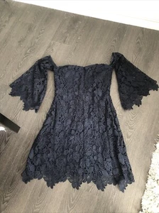 Dress Navy Blue Seed Size 12 Lace - Picture 1 of 3