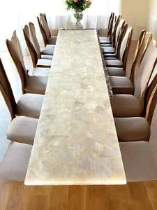72"x24" White Quartz Stone Dining Table Crystal Healing Gemstone Hallway Decors - Picture 1 of 8