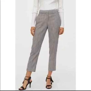 H&M Tweed Slim Trouser Pants US Size 6 Diagonal Weave Business Ankle Mid-Rise - Picture 1 of 10