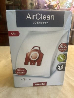Miele FJM Vacuum Cleaner Airclean Bags 4 Bags 2 Filters Red Collar Genuine - Image 1 of 4