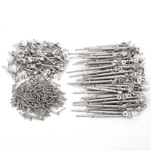 Für 1/8" Kabel Edelstahl Draht Geländer Spanner Set Hardware Kit 50 Teile - Bild 1 von 15