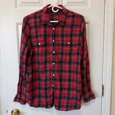 POLO RALPH LAUREN Women's Button Linen Cotton Button Casual Everyday Top SIze L - Image 1 of 4