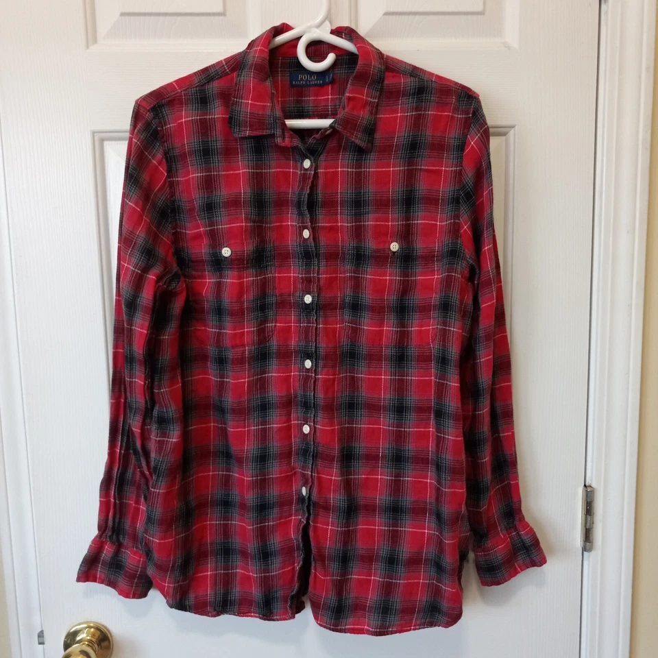 POLO RALPH LAUREN Women's Button Linen Cotton Button Casual Everyday Top SIze L - Image 1 of 4