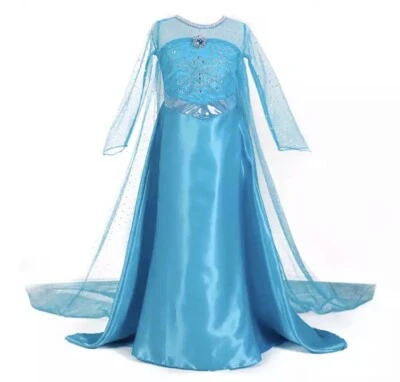 Elsa Dress Disney Princess Dress Cosplay Costume Snow Queen Girl Kids Clothes - Image 1 of 3