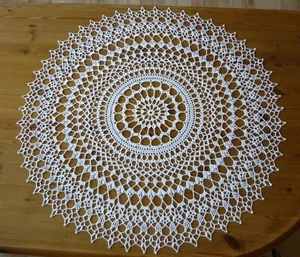 Häkeldecke Tischdecke Decke gehäkelt beige 72cm Baumwolle Tischwäsche Deckchen - Bild 1 von 1