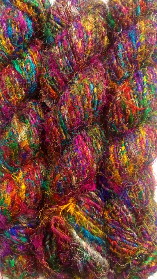 1Kg. Himalaya Recycled Pure Soft Sari Silk Kint Yarn Woven Crochet 10 Skeins - Image 1 of 1
