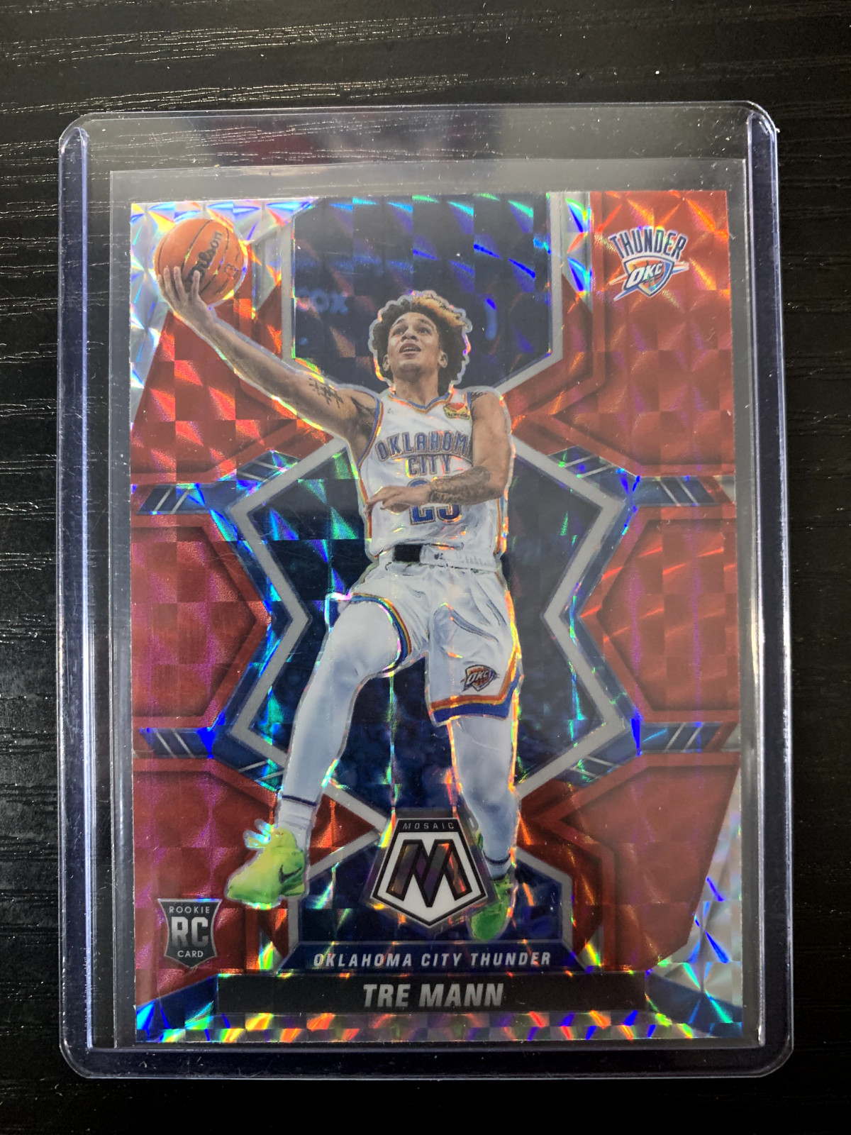 2021-22 Panini Mosaic Tre Mann Red Mosaic Prizm Rookie RC #212 Thunder SP