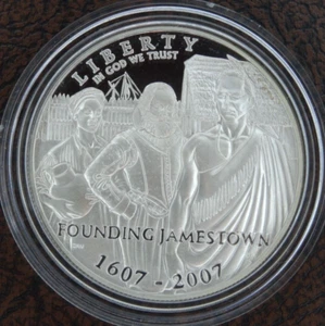 2007-P Founding Jamestown Silver Dollar Proof US Mint $1 Commemorative - Picture 1 of 2