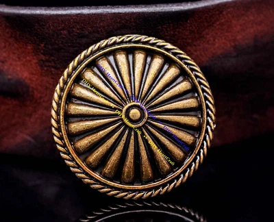 10pcs 1-3/8" Antique Bronzer Southeast Tribal Flower Leathercraft Saddle Concho  - Image 1 of 4