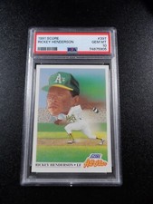 PSA 10 Rickey Henderson #397 All Star Big Head 1991 Score MLB Card Oakland A's