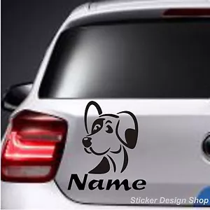 Hund Motiv mit Wunschname Autoaufkleber Stiker Auto Namen Aufkleber Pfote Tatzen - Bild 1 von 2