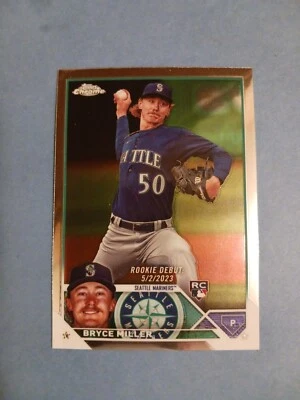 2023 Topps Chrome Update #USC99 Bryce Miller Rookie Debut RC Seattle Mariners - Image 1 of 2