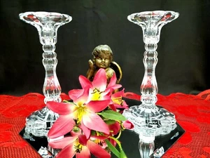 Vintage Mikasa Crestmont Crystal Clear Tapered Candle 8" Holders - Set of 2 - Bild 1 von 12