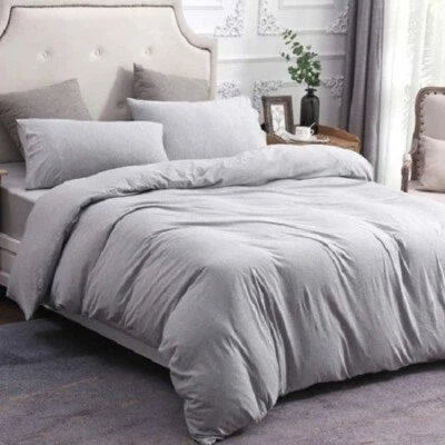100% Egyptian Cotton 600/800/1000 TC Duvet/Donna Set Silver Solid US Queen - Image 1 of 4
