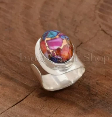 Banda ancha ajustable hecha a mano rosa dalia turquesa plata esterlina Foto 1 de 4