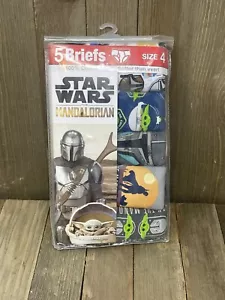 Boys Star Wars Mandalorian Baby Yoda 5 Pack Brief Size 4 Cotton Underwear Box P2 - Picture 1 of 5
