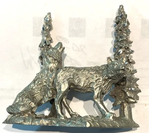 Vintage Comstock Miniature Pewter Wolves Pine Trees Jewel Cut 2119 - Picture 1 of 4