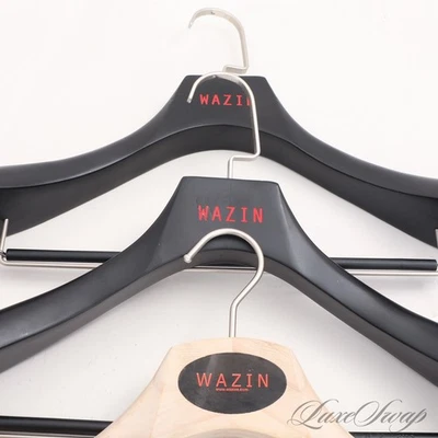 批量 X3 Wazin 纽约 厚 宽 复合木质 银色 钩套装 挂衣架 无底价 — 第 1/4 张图片