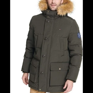 Tommy Hilfiger Men's Arctic Cloth Heavyweight Performance Parka Olive Green S - Picture 1 of 9