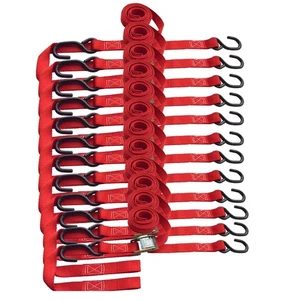 12PK Cam Buckle Tie-Down Straps w/S Hook Soft Loops Heavy Duty Motorcycle Straps - Picture 1 of 10