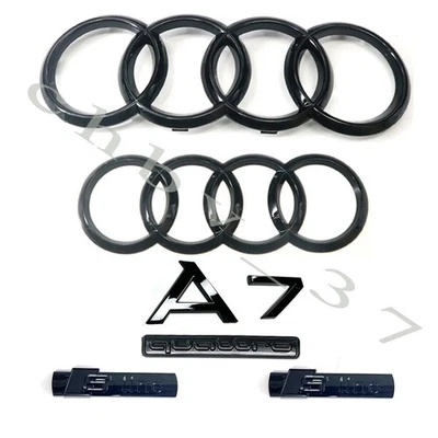 Nuevo 2019+ AUDI A7 completo brillo negro rejilla maletero anillo línea S trasero insignia Quattro Foto 1 de 4