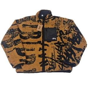 Stussy Sherpa Reversible Jacket Stamp Yellow - Picture 1 of 5